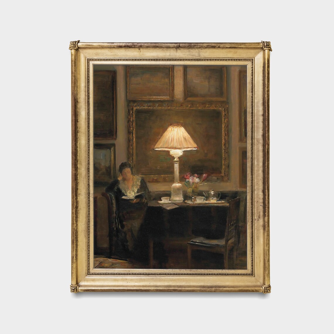Woman Reading Book Vintage Portrait Art Print - Image 4