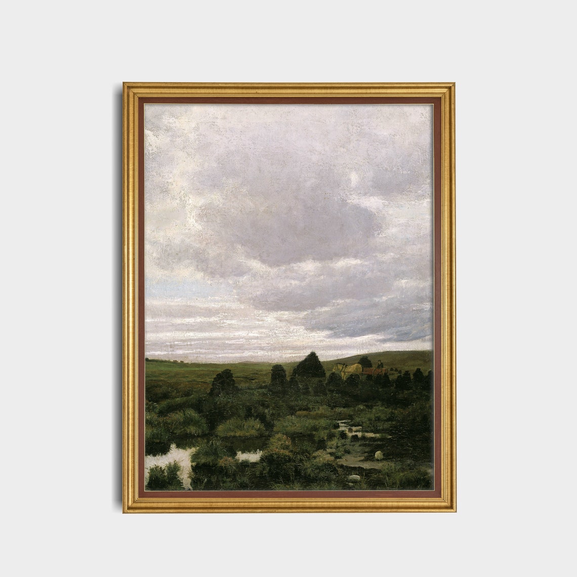 Misty Moorland Under a Dramatic Clouded Sky Landscape Painting Poster - Image 3