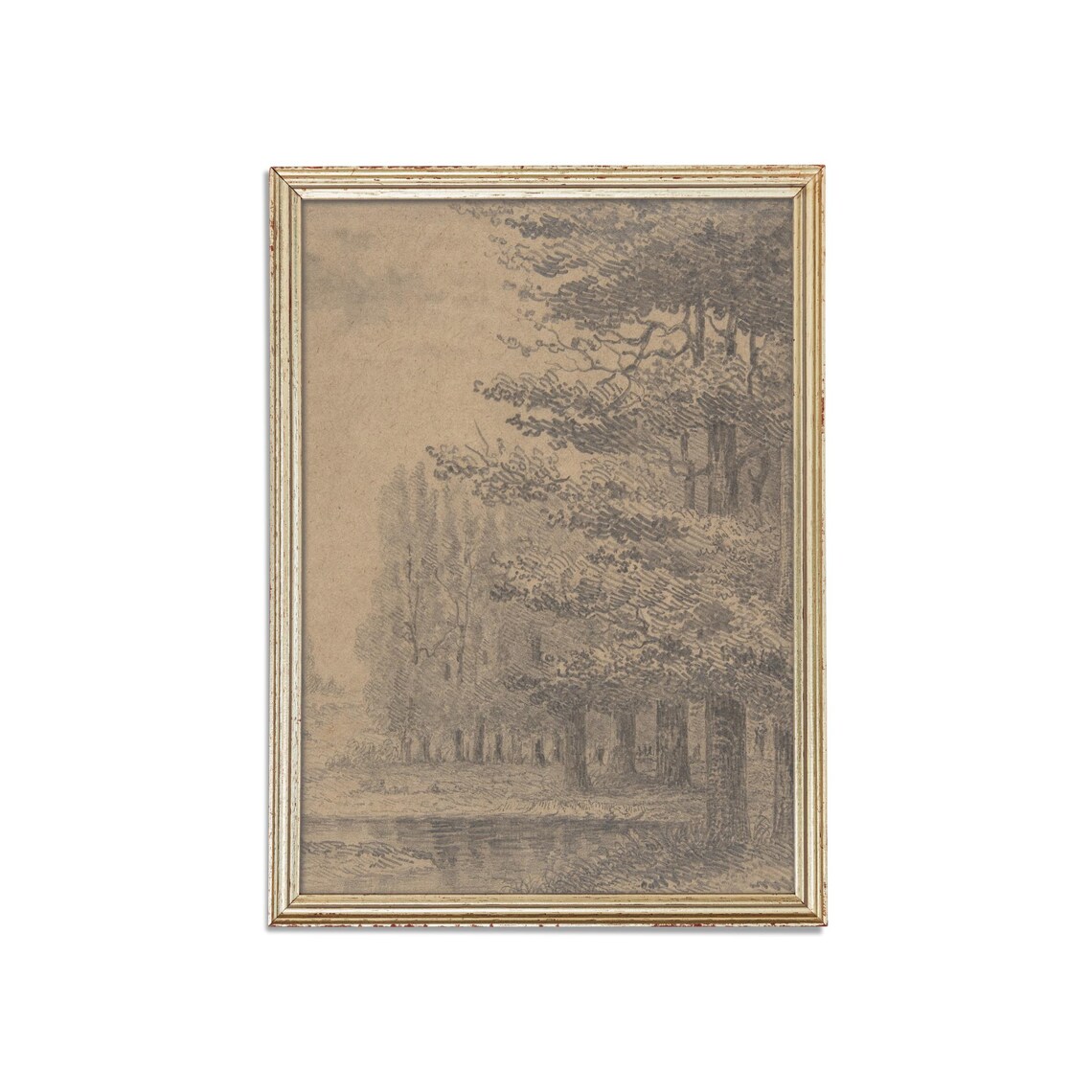 Forest Trees Pencil Sketch Vintage Nature Drawing Wall Poster - Image 3