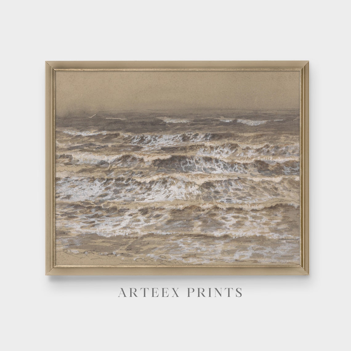 Rolling Ocean Waves in a Sepia Toned Vintage Surf Study Poster - Image 5
