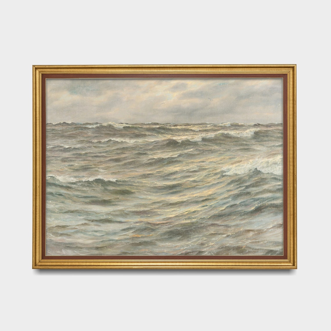 Grey Ocean Waves at Dawn Muted Neutral Minimalist Seascape Poster - Image 3