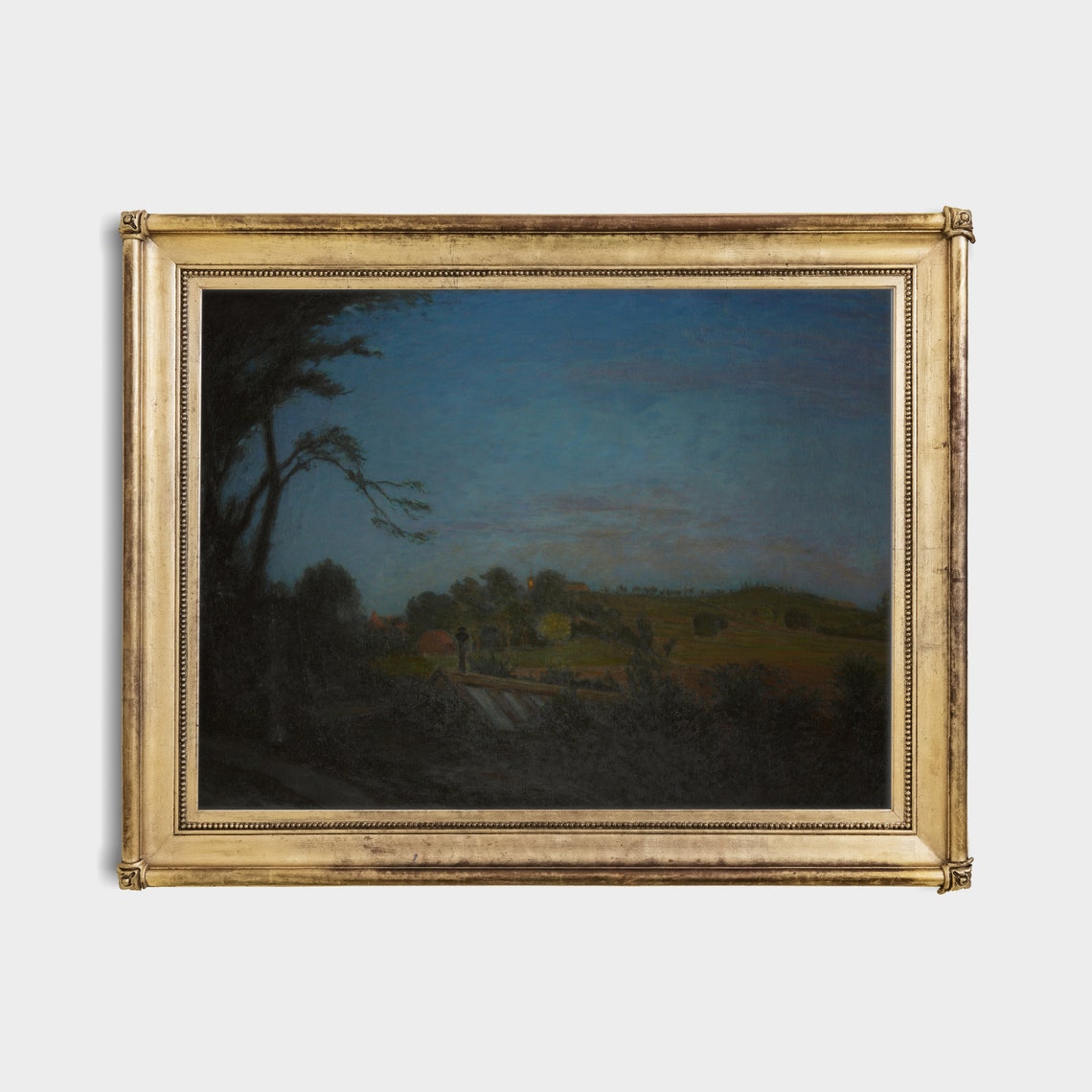 Twilight Countryside Under a Deep Blue Night Sky Moody Poster - Image 4
