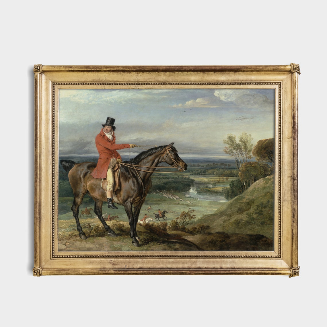 Vintage Fox Hunter Portrait Red Coat Horseback Equestrian Wall Art - Image 4