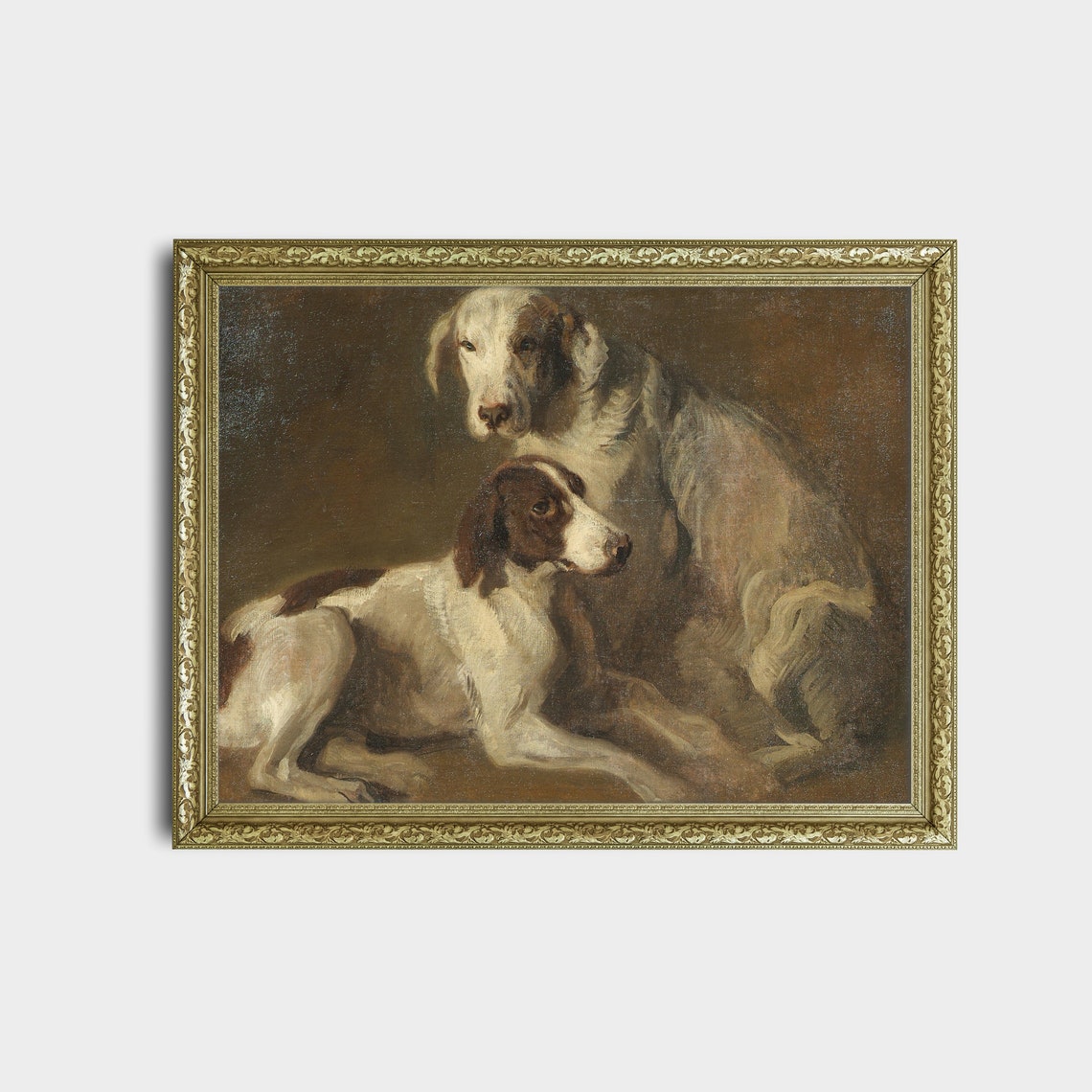 Printed And Shipped Vintage Dogs Painting Antique Animal Print Dog Portrait Moody Rustic Art Farmhouse Decor Animal Lover Gift - Image 2