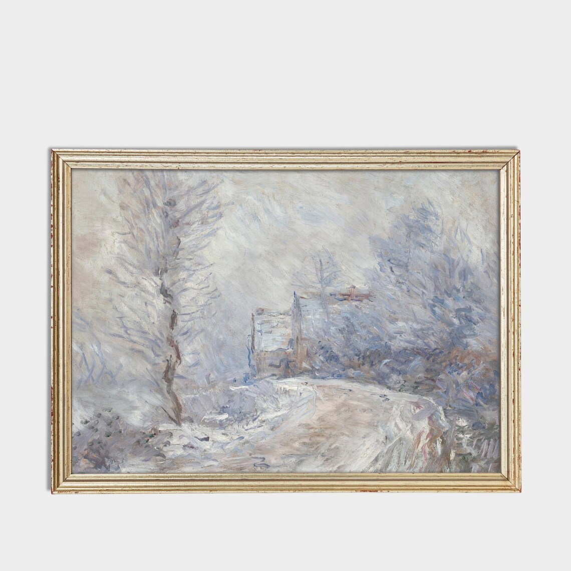 Winding Snowy Path Through a White Winter Vintage Landscape Poster - Image 3