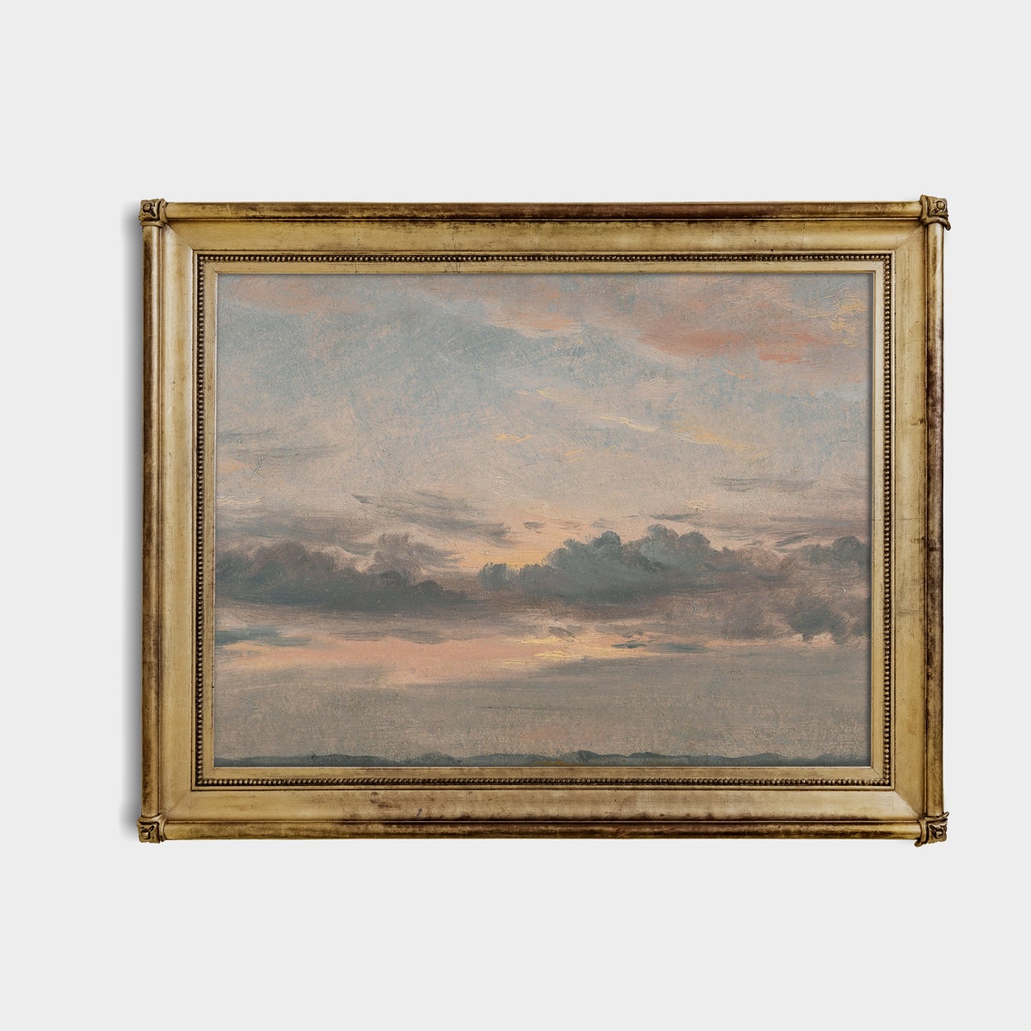 Pink Sunset Cloud Study Over the Horizon Antique Sky Painting Poster - Image 4