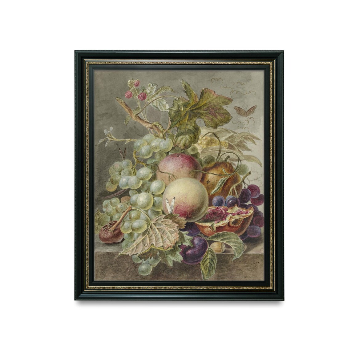 Vintage Fruit Still Life Grapes Peaches Antique Botanical Poster - Image 3
