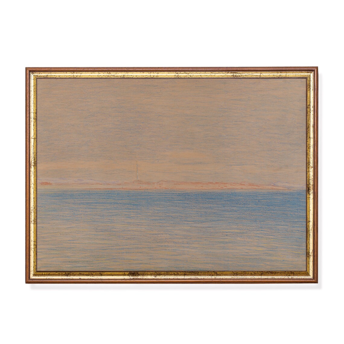 Calm Blue Sea Under a Soft Blushing Pink Horizon Minimalist Poster