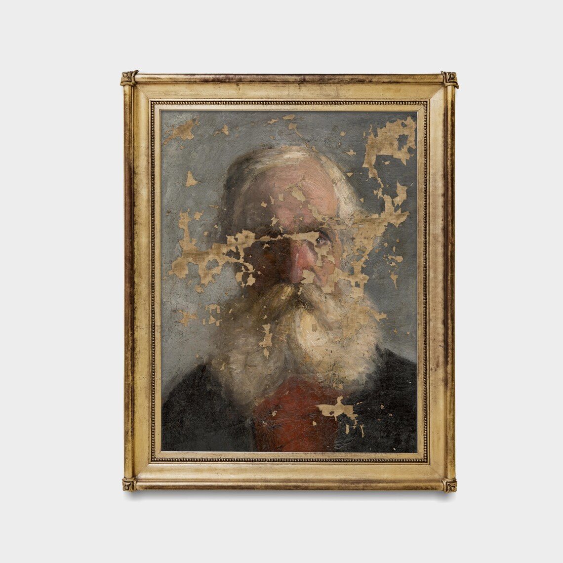 Distressed Antique Portrait of a Bearded Old Man Vintage Art Poster - Image 2