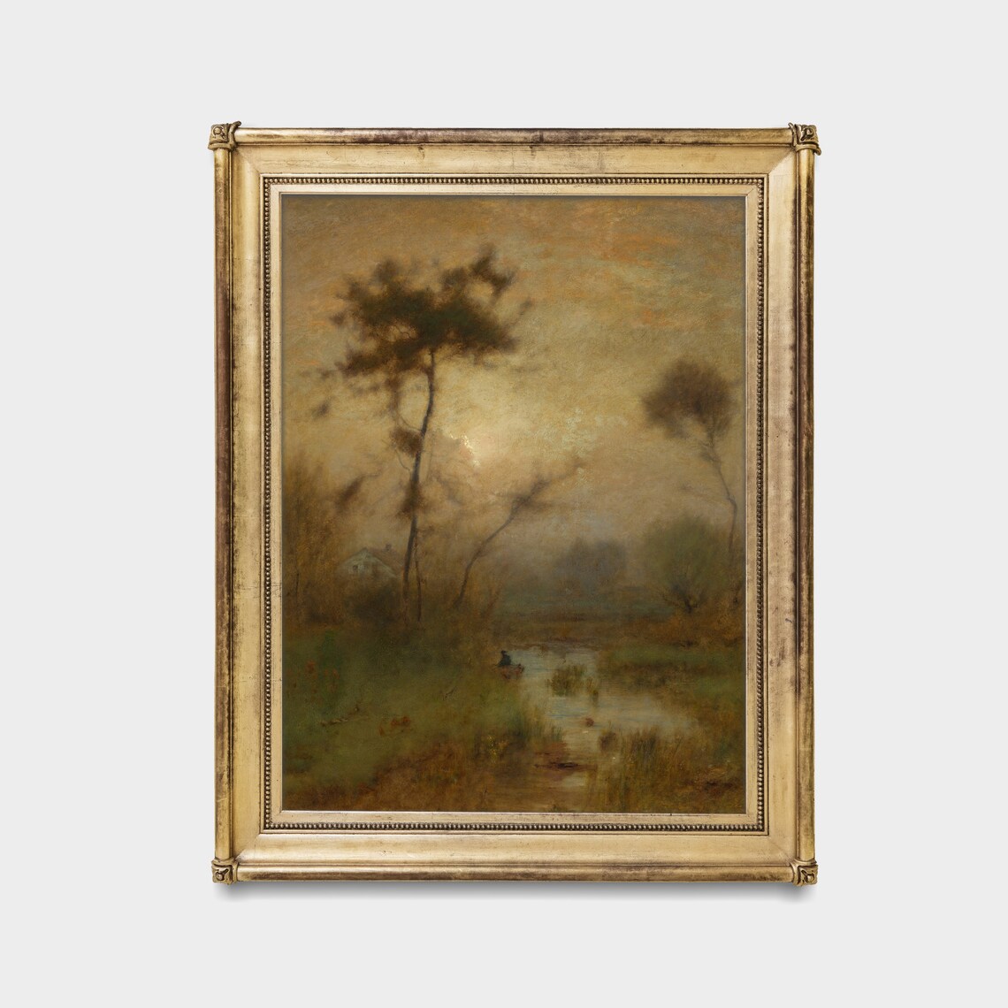 Misty Pond At Dawn Vintage Landscape Painting Morning Light Poster - Image 3