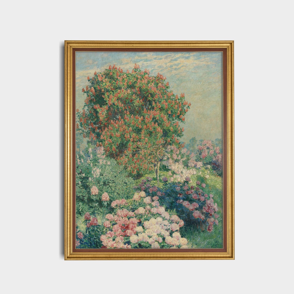 Blossoming Chestnut Tree With Peonies Impressionist Garden Poster - Image 5