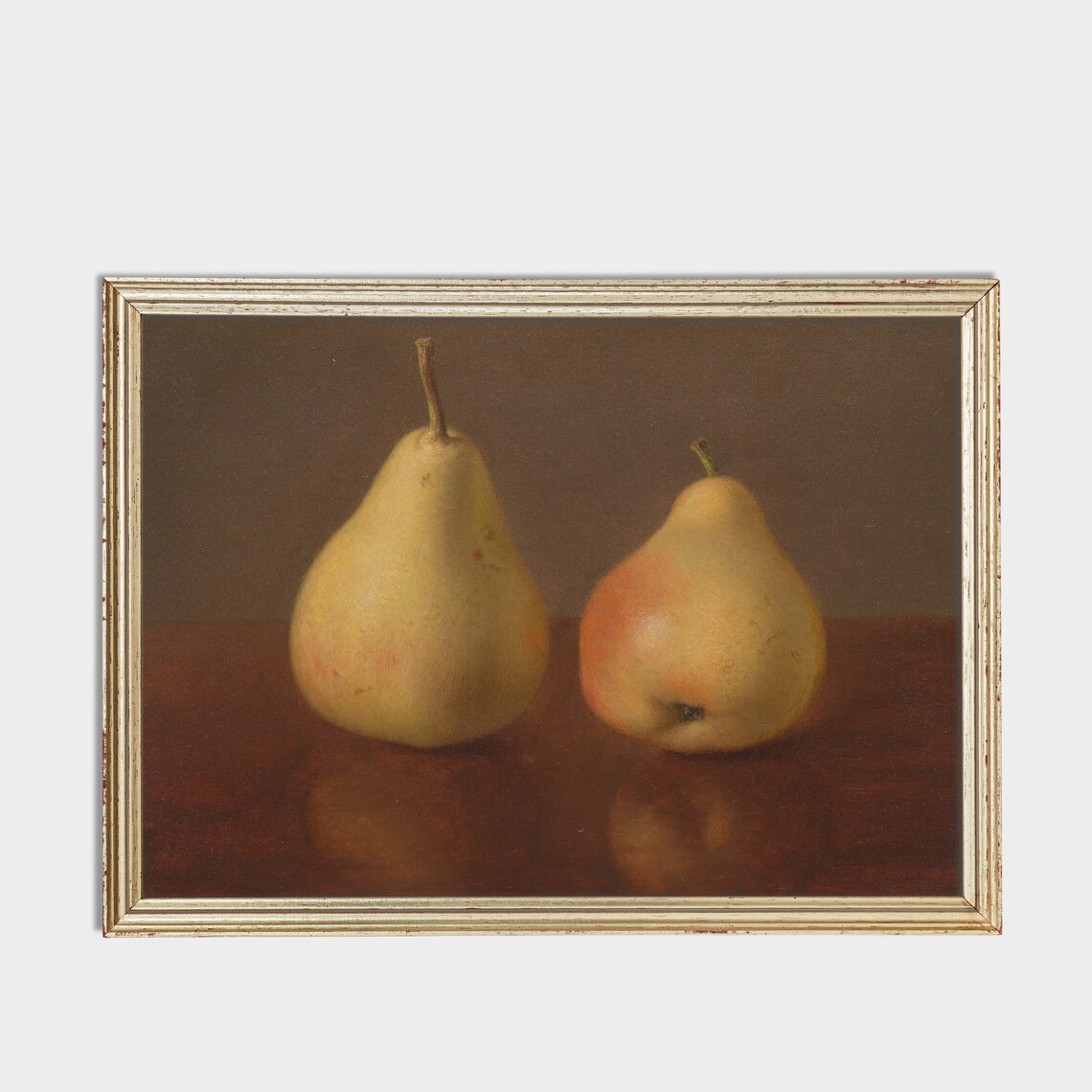 Two Ripe Pears on Wooden Table Antique Minimal Still Life Poster - Image 3