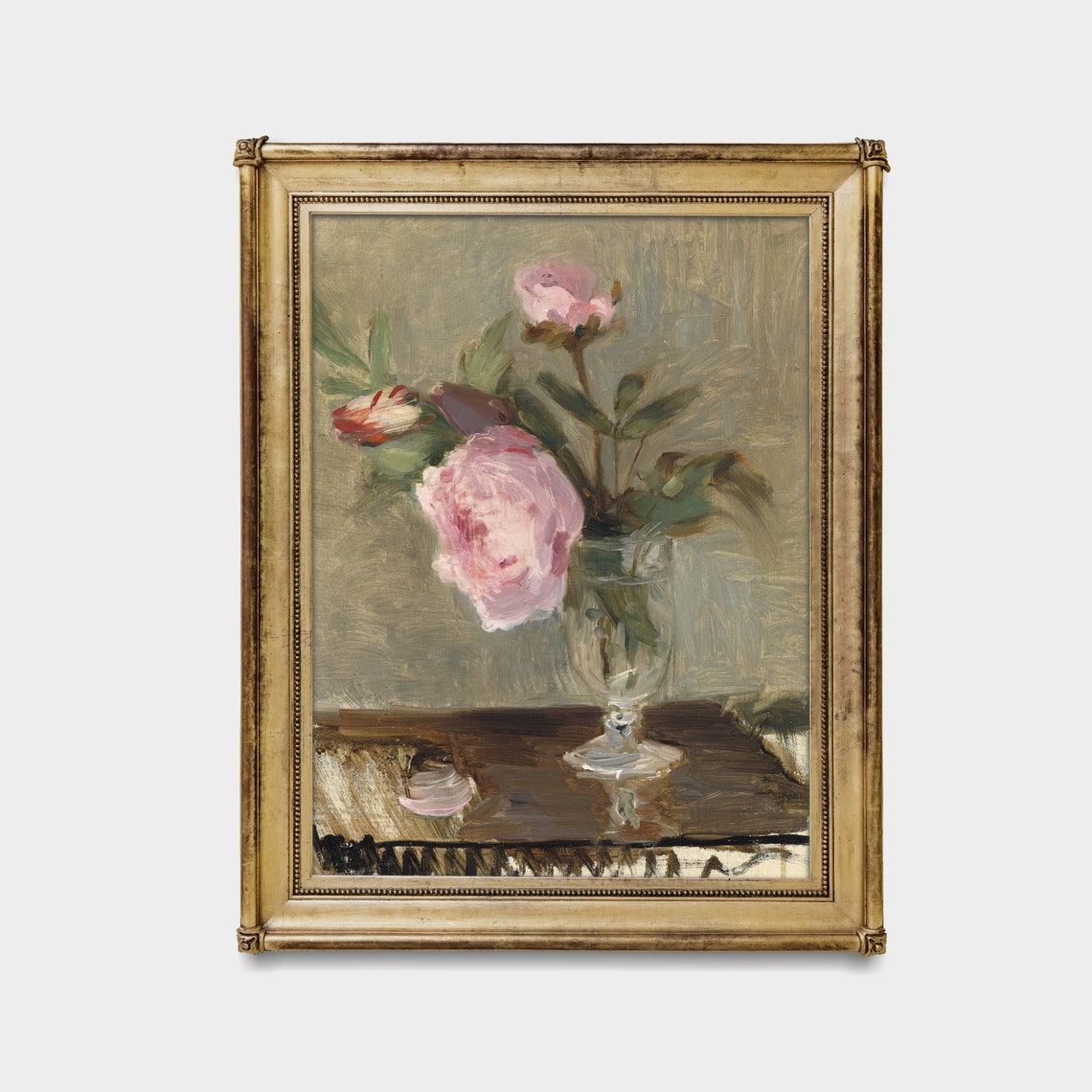 Pink Peonies in a Glass Vase Impressionist Still Life Poster - Image 4