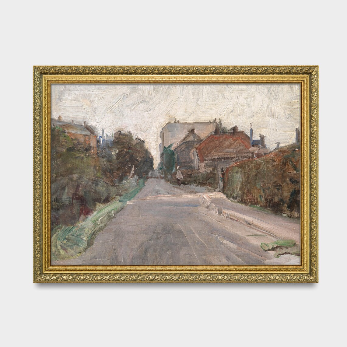 Impressionist Village Road With Cottages Landscape Painting Poster - Image 2