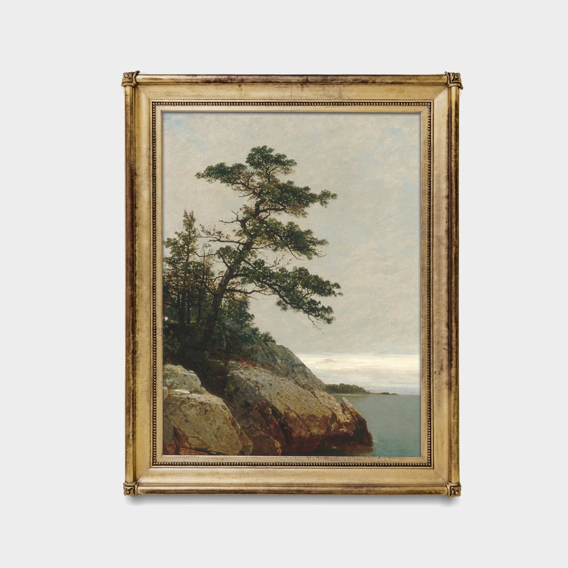 Vintage Pine Trees Coastal Landscape Art Print - Image 2