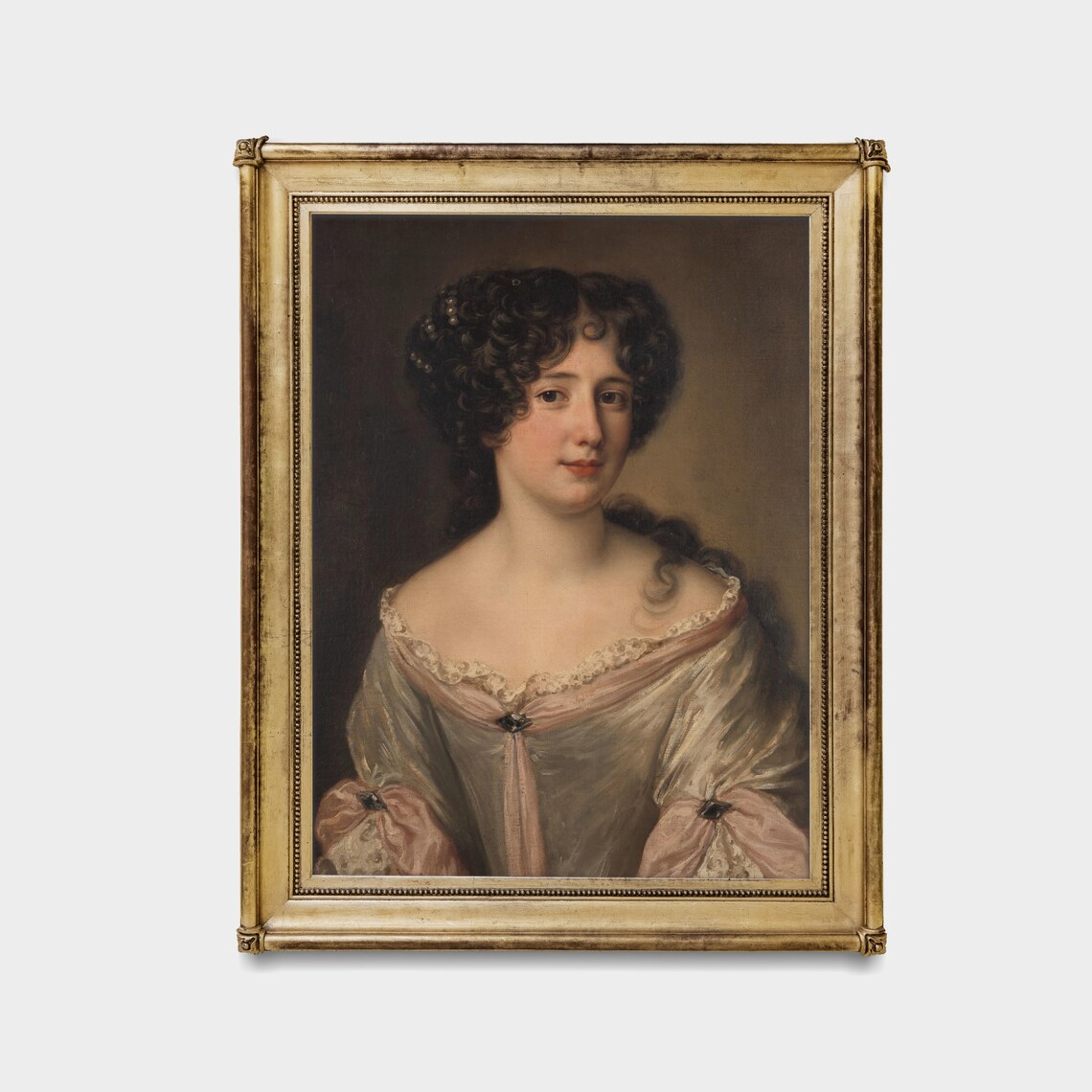 Dark Haired Woman in a Pink Gown 18th Century Portrait Poster - Image 2