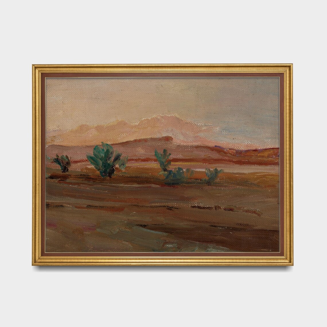Warm Desert Landscape At Sunset With Mesas Vintage Oil Painting Poster - Image 5