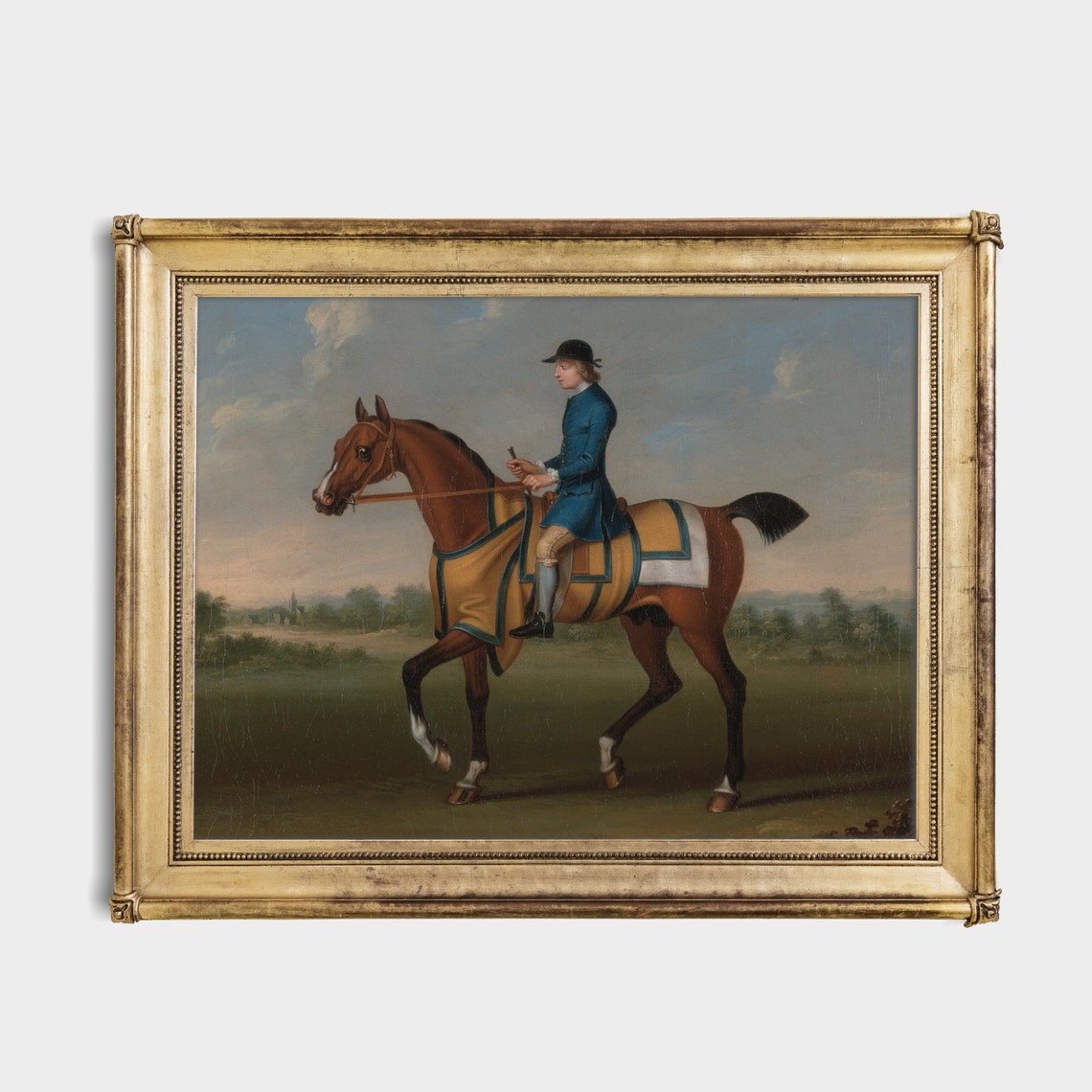 Young Rider in Blue Coat on Bay Horse Equestrian Portrait Poster - Image 4