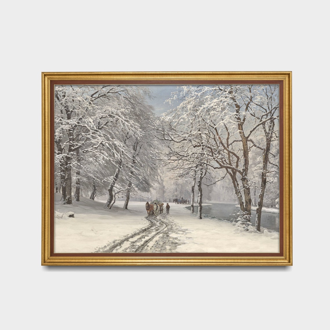 Frost-Covered Trees Along a Snowy Road Vintage Winter Scene Poster - Image 3
