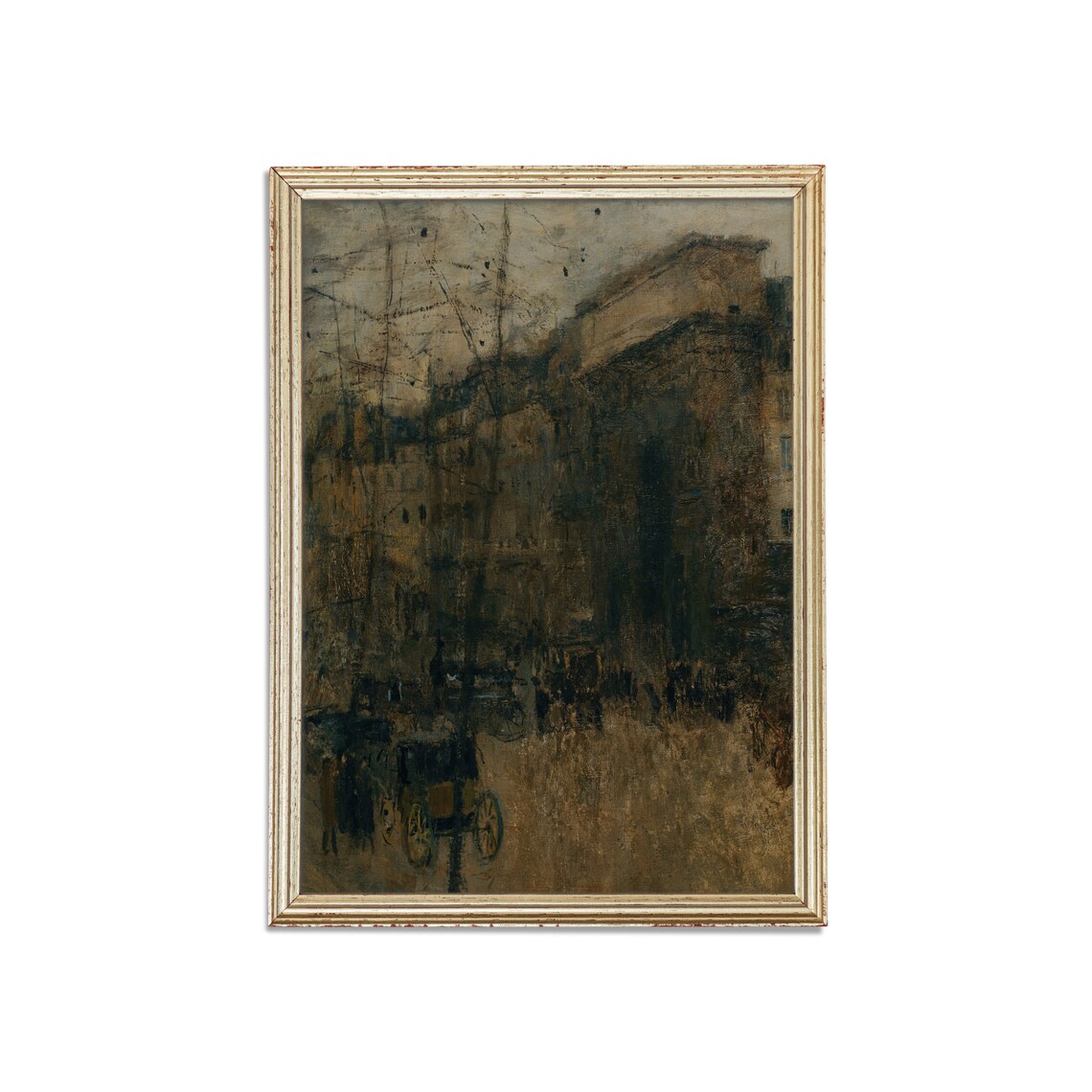 Moody Old City Street With a Horse Carriage Impressionist Poster - Image 3
