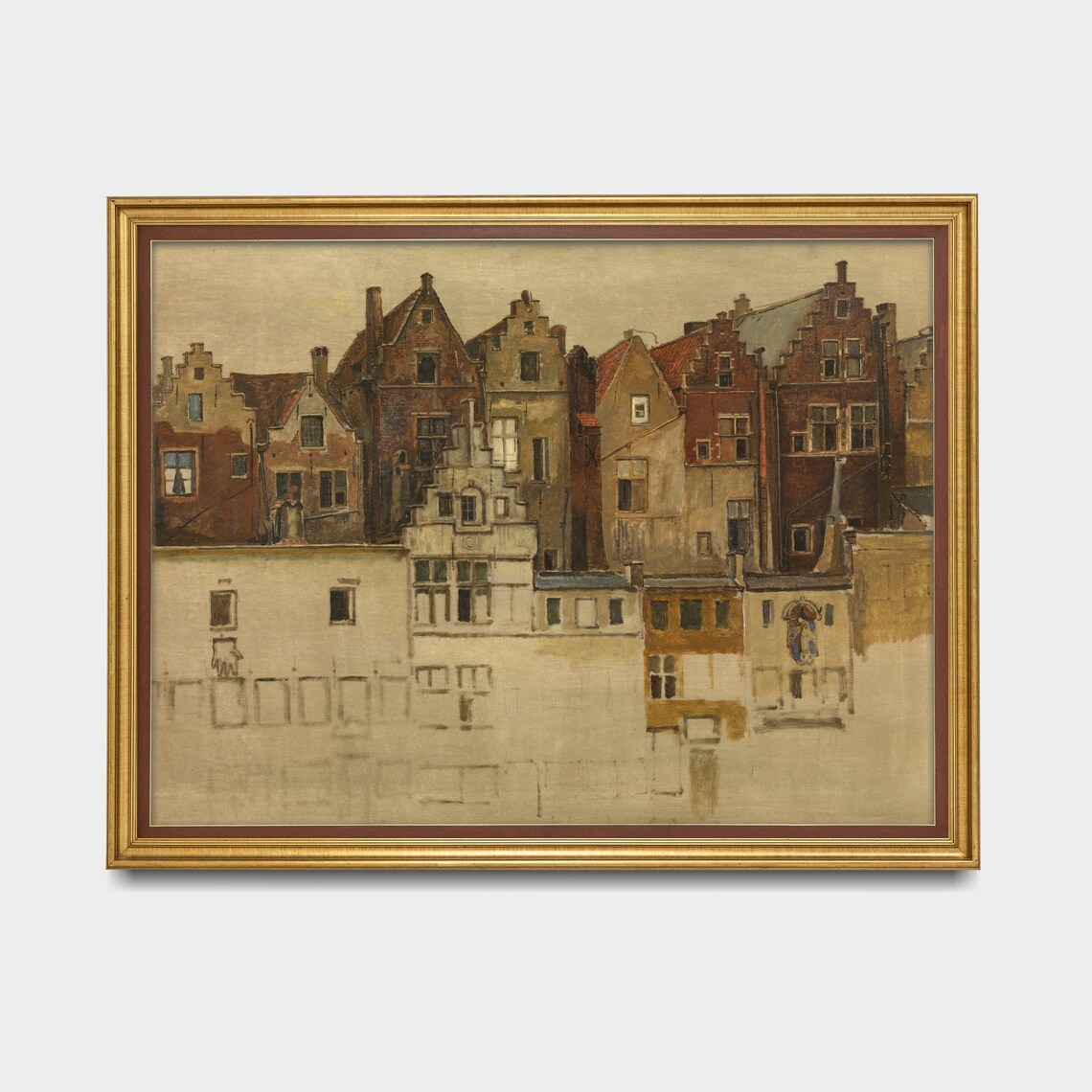 Old Dutch Canal Houses Antique European Architecture Painting Poster - Image 5