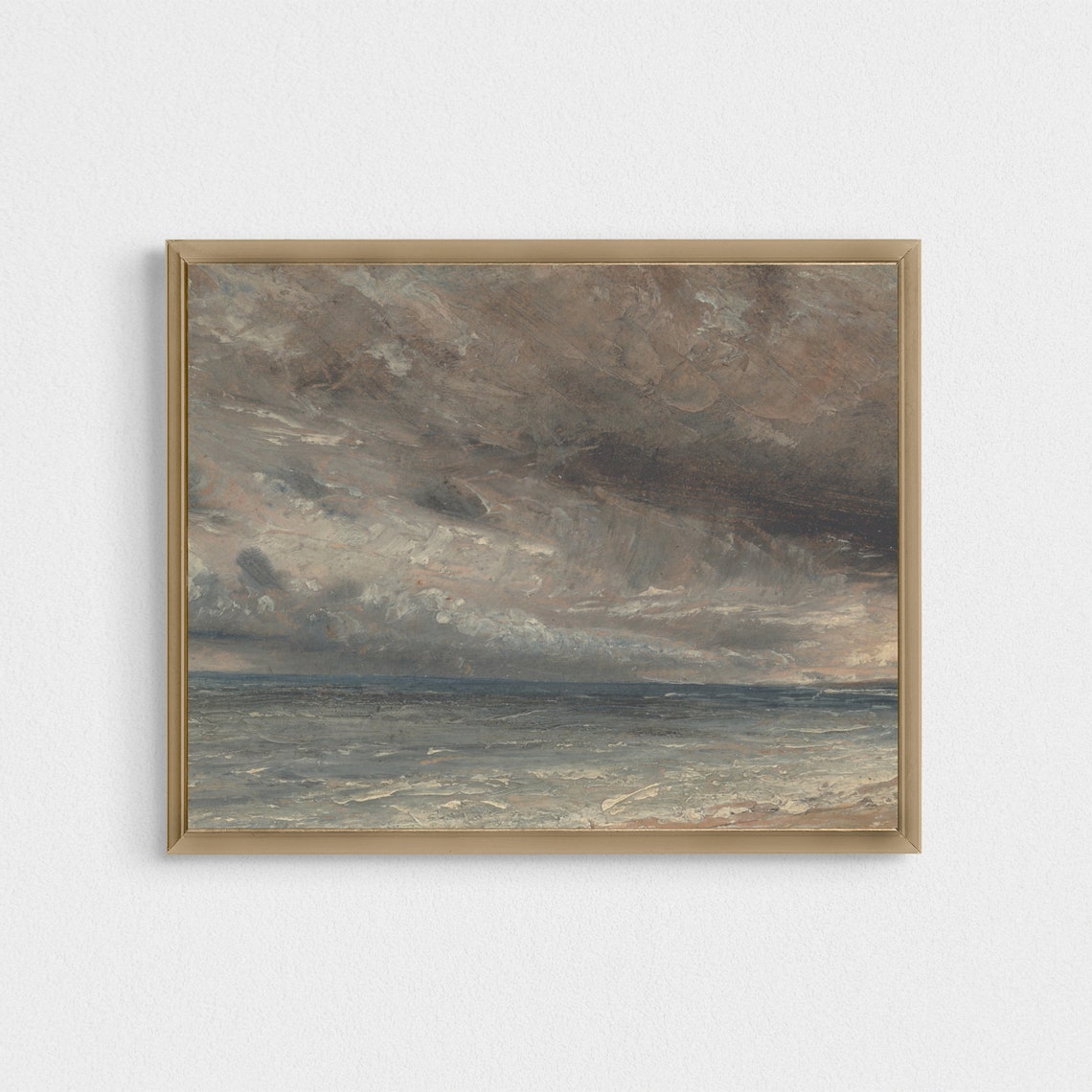 Storm Clouds Over Dark Ocean Moody Seascape Oil Painting Poster - Image 2