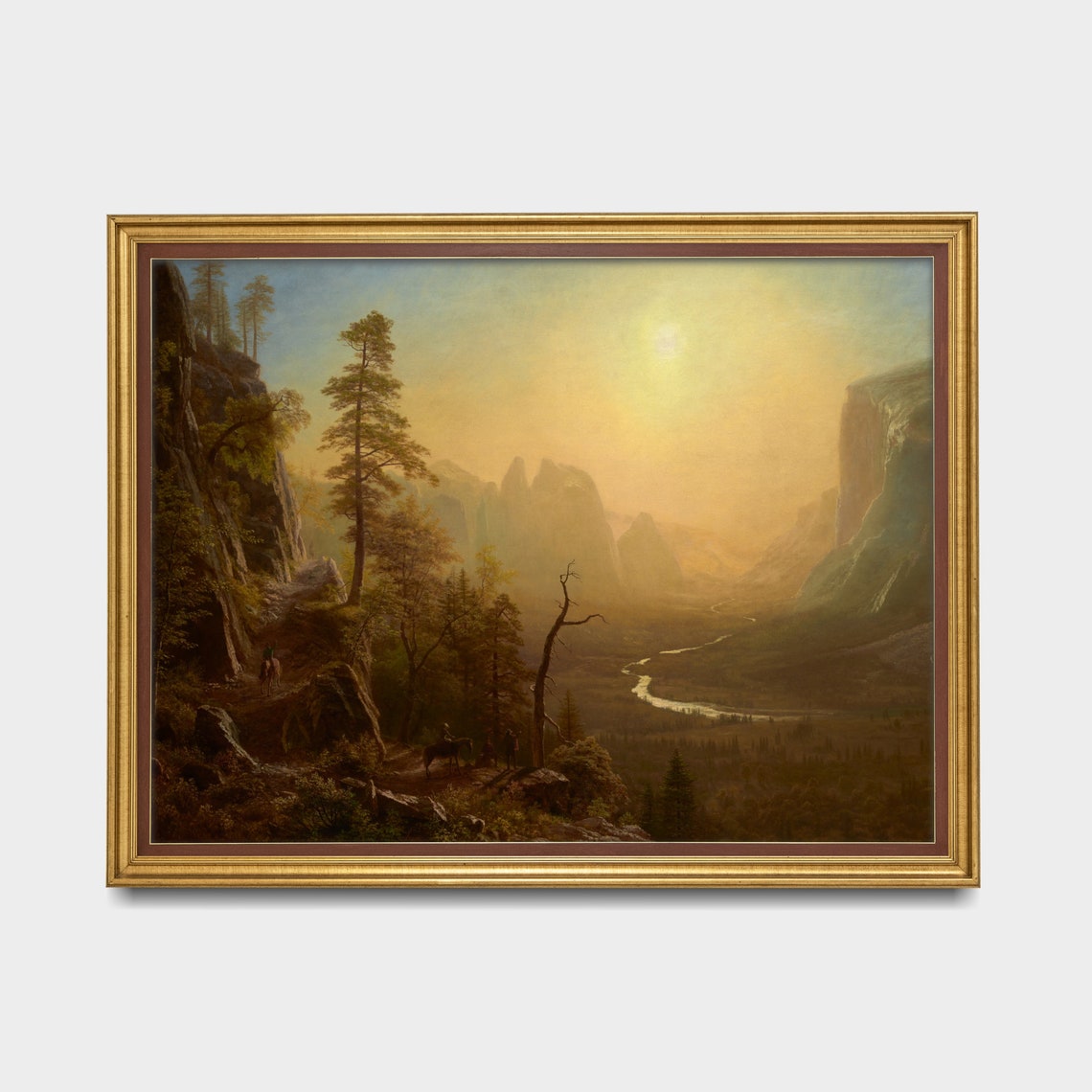Sunset Over A Grand Mountain Valley With Riders Vintage Poster - Image 3