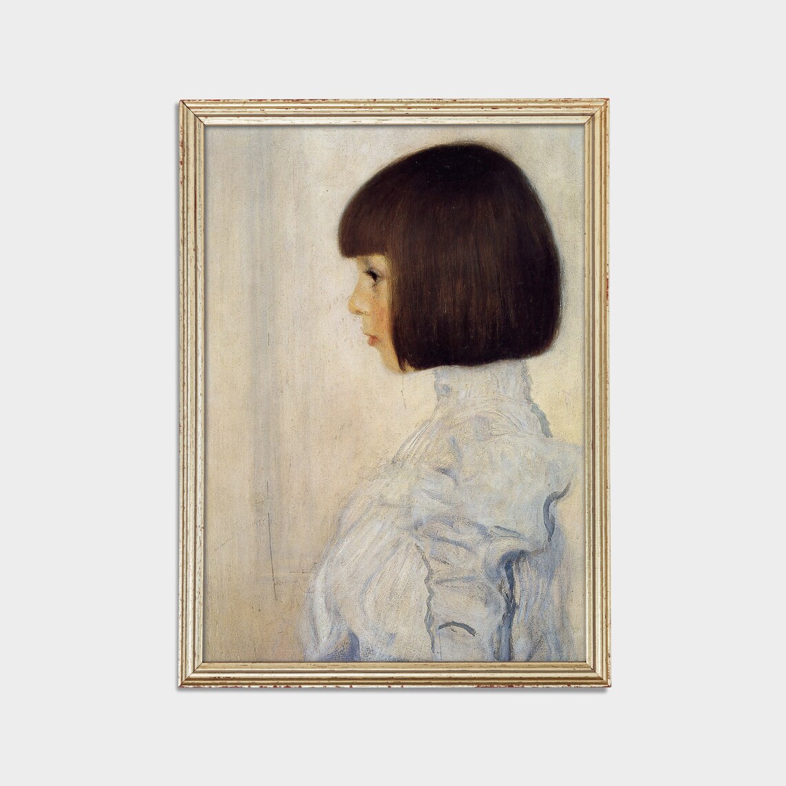 Profile Portrait of a Young Girl with a Dark Bob Vintage Art Poster - Image 2