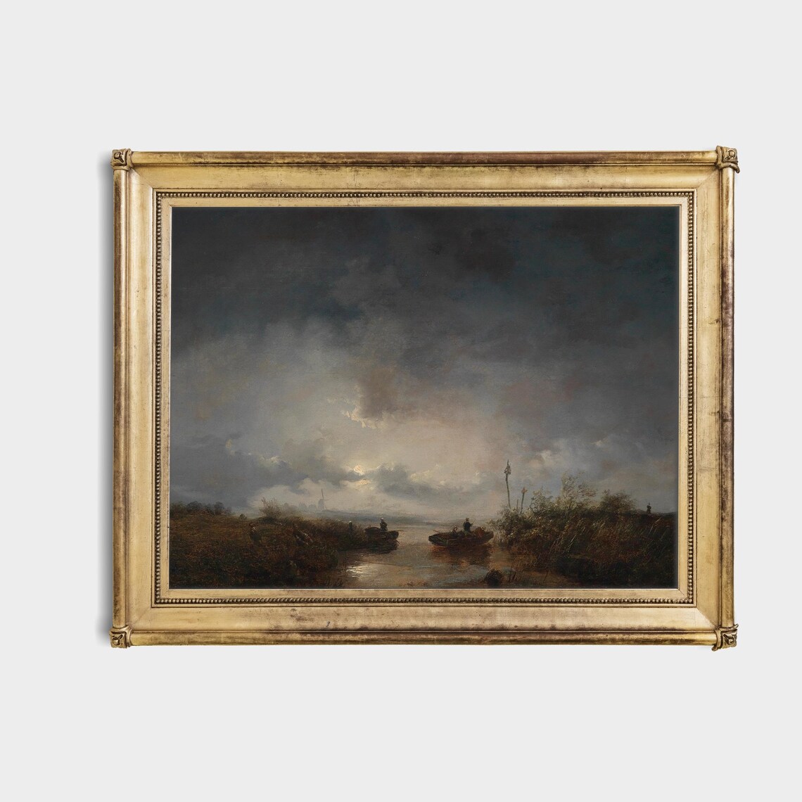 Vintage Moonlit Landscape Painting Art Print - Image 4
