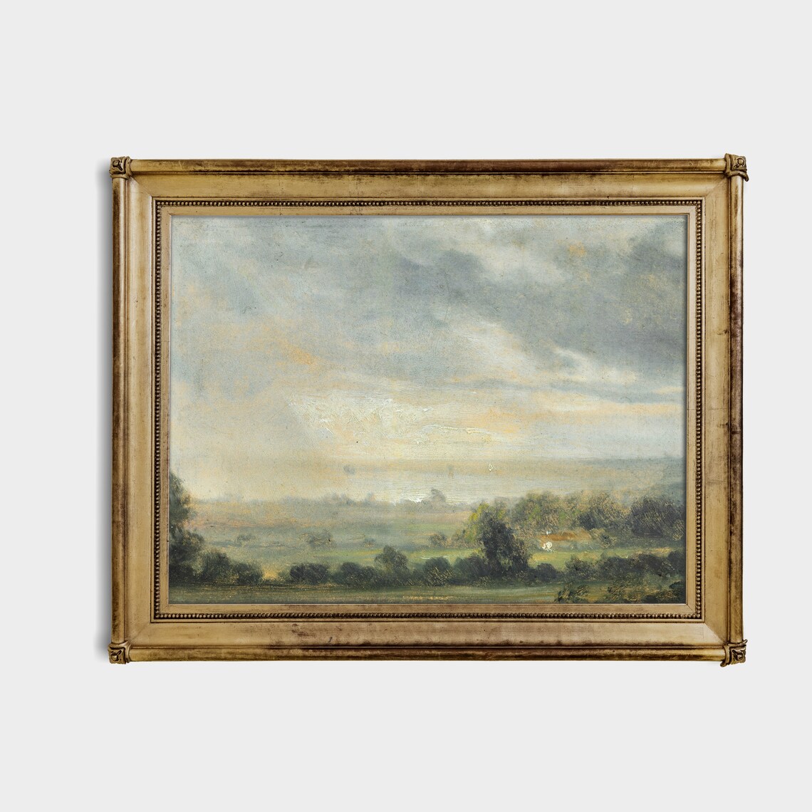 Antique Oil Landscape Painting, Farmhouse Art Print - Image 3