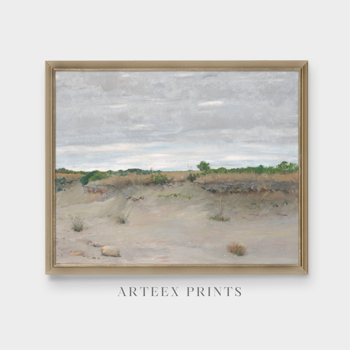 Empty Sand Dunes Under a Grey Sky Muted Vintage Landscape Poster - Image 5