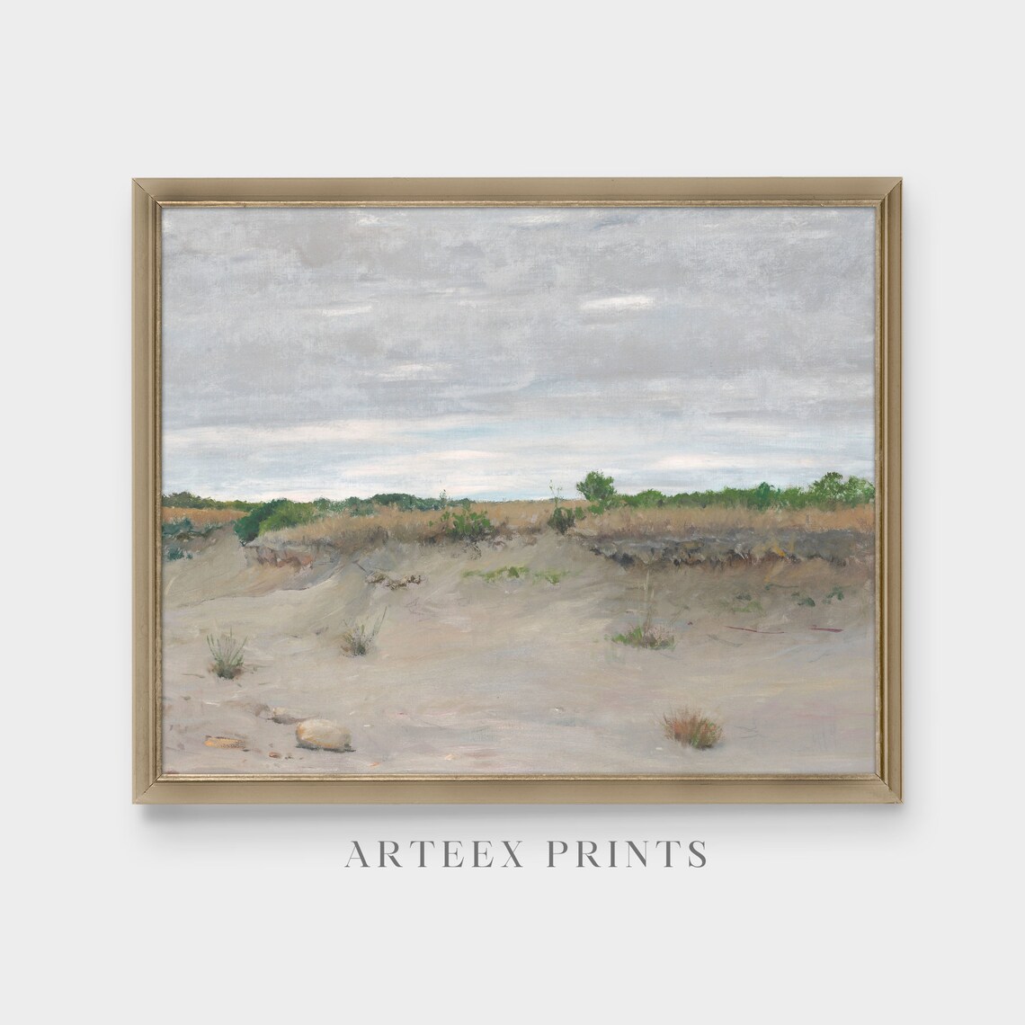 Muted Sand Dune Coastal Landscape in Soft Neutral Tones Poster - Image 3