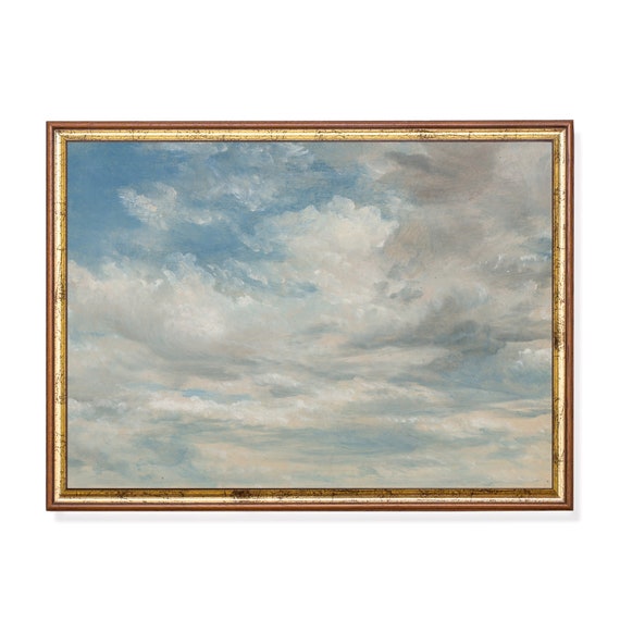 Printed And Shipped Vintage Cloud Painting Antique Cloud Study Sky Fine Print Farmhouse Decor 19th Century Art Mailed Print