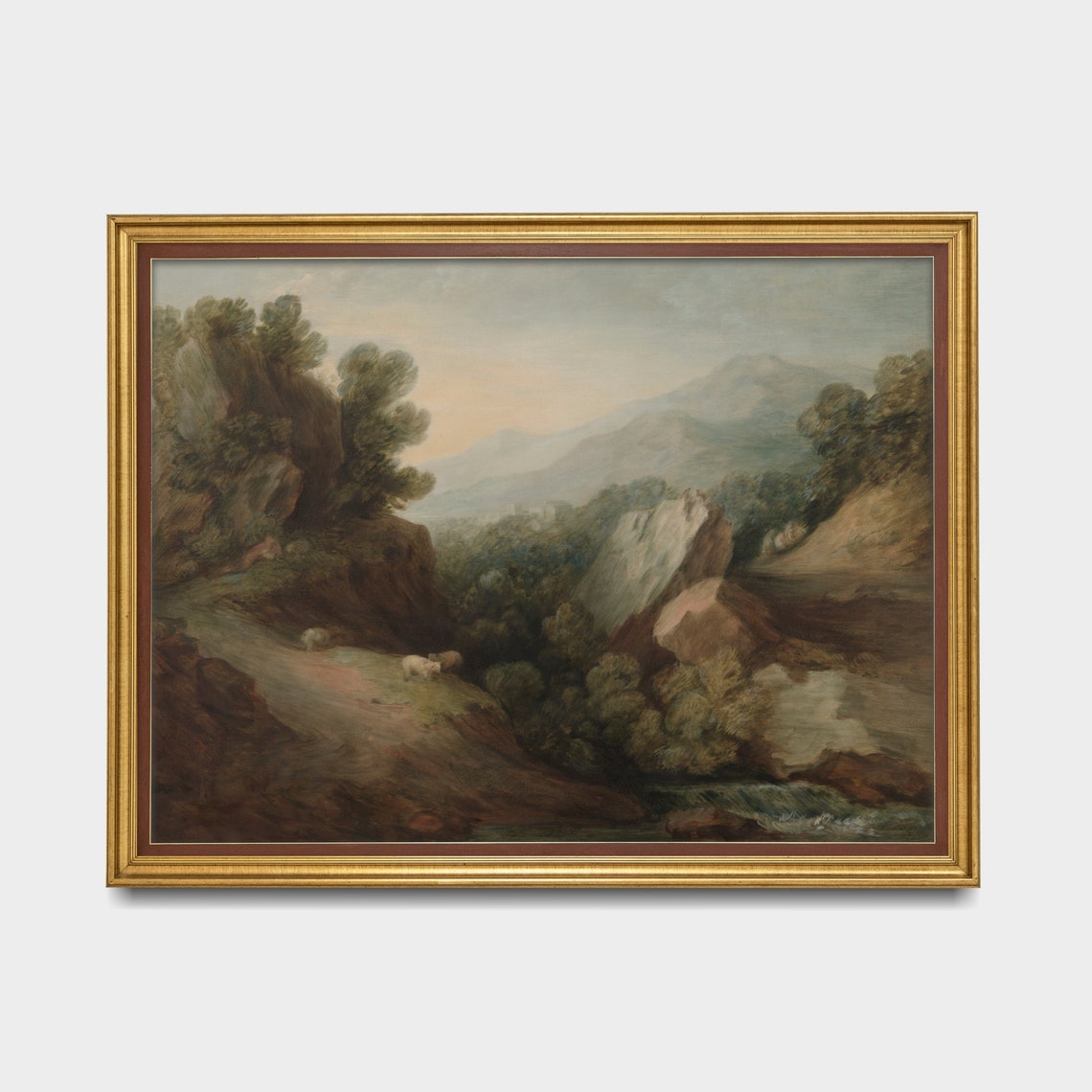 Sheep Grazing in a Rocky Mountain Valley with a Winding Stream Poster - Image 4
