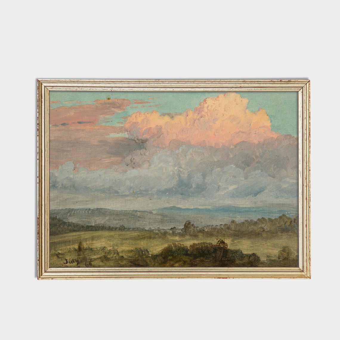 Towering Summer Storm Cloud Over Green Hills Vintage Landscape Poster - Image 2