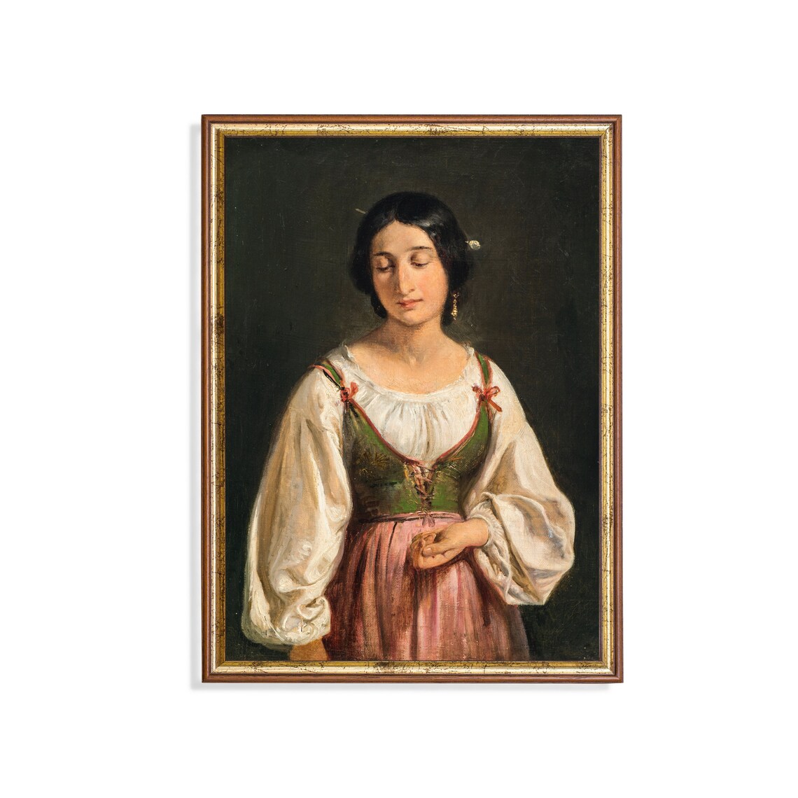Italian Woman Vintage Portrait Art Print, Retro Style