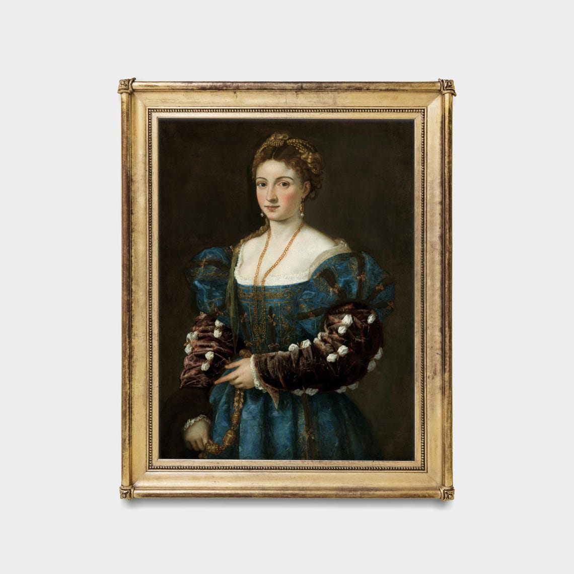 Renaissance Noblewoman in Blue Velvet Gown Old Master Portrait Poster - Image 5