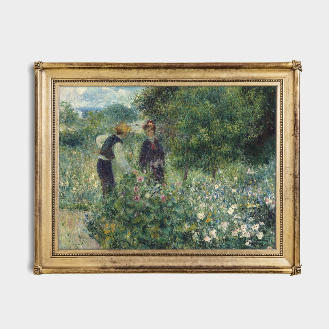 Two Gardeners Picking Flowers in a Lush Impressionist Garden Poster - Image 4