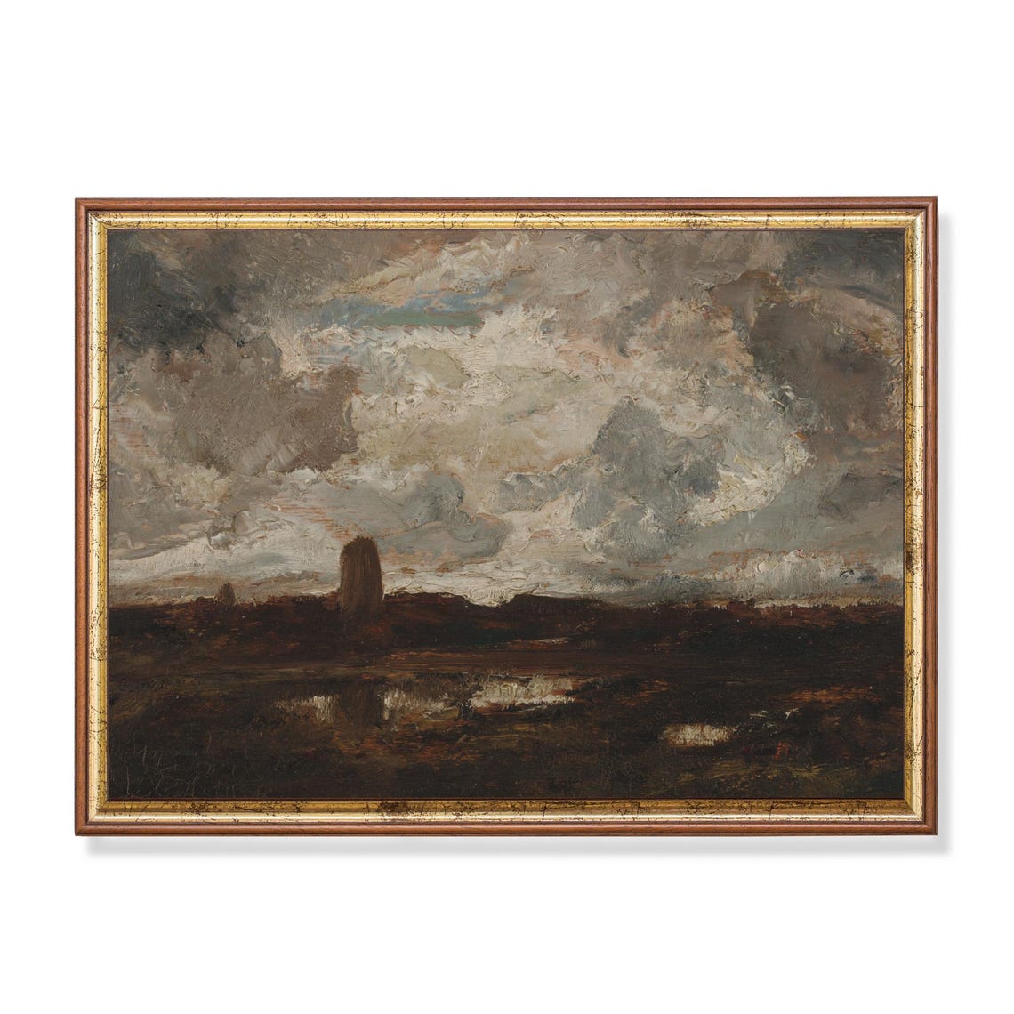 Dark Dramatic Moorland Under Stormy Sky Moody Landscape Poster