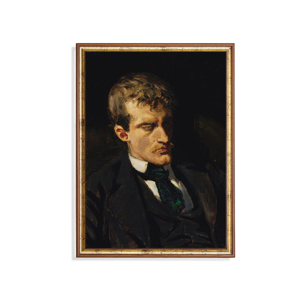 Brooding Moody Portrait of a Young Man in a Dark Suit Poster