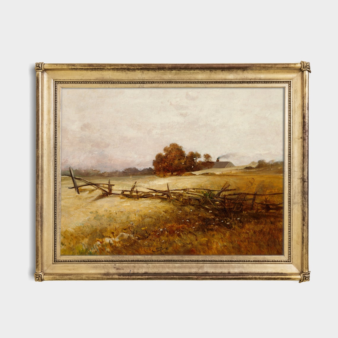 Autumn Countryside Landscape Vintage Fall Field Fence Poster - Image 2