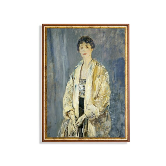 Woman in an Ivory Robe Impressionist Vintage Portrait Painting Poster