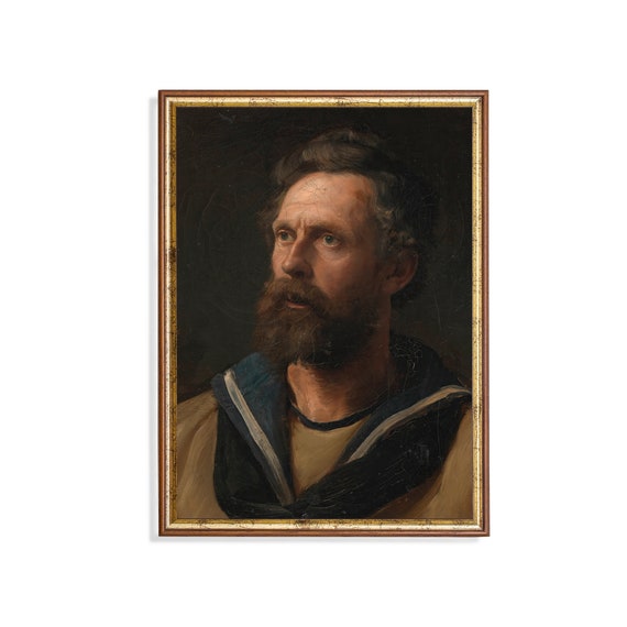 Printed And Shipped Vintage Portrait Painting Antique Gentleman Portrait Moody Rustic Print 19th Century Fine Art Physical Prints