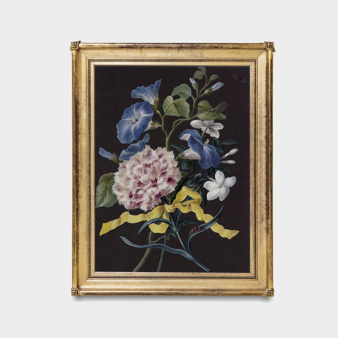 Blue Morning Glories Carnation Dutch Floral Still Life Antique Poster - Image 4