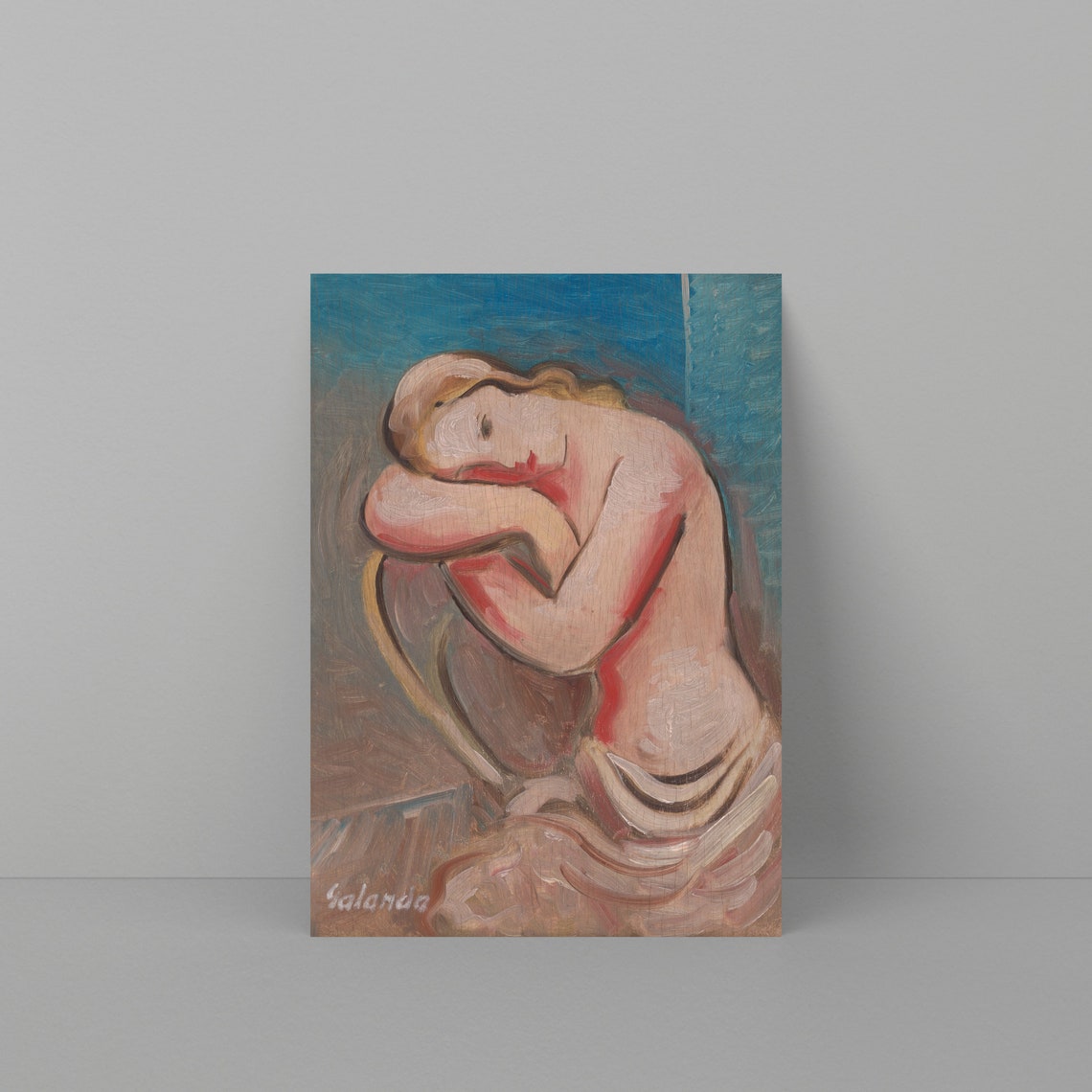 Seated Woman Figure in Loose Expressionist Brushwork Modern Poster - Image 2