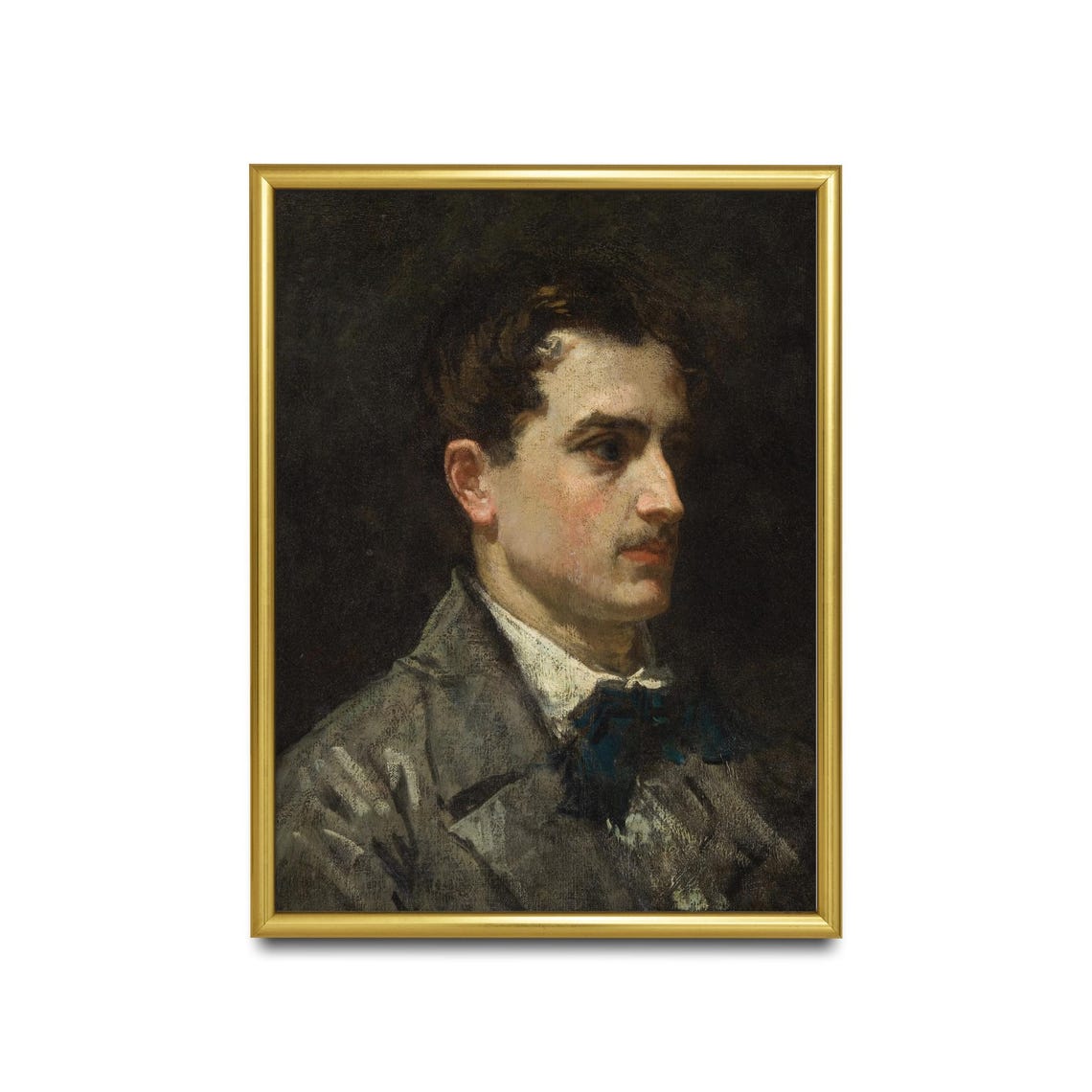 Gentleman with a Mustache in a Dark Coat Antique Portrait Poster - Image 2
