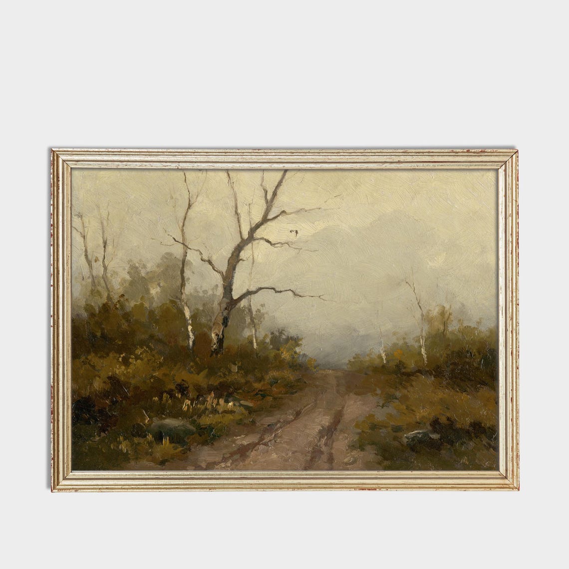 Golden Autumn Dirt Road Disappearing Through Bare Trees Moody Poster - Image 3