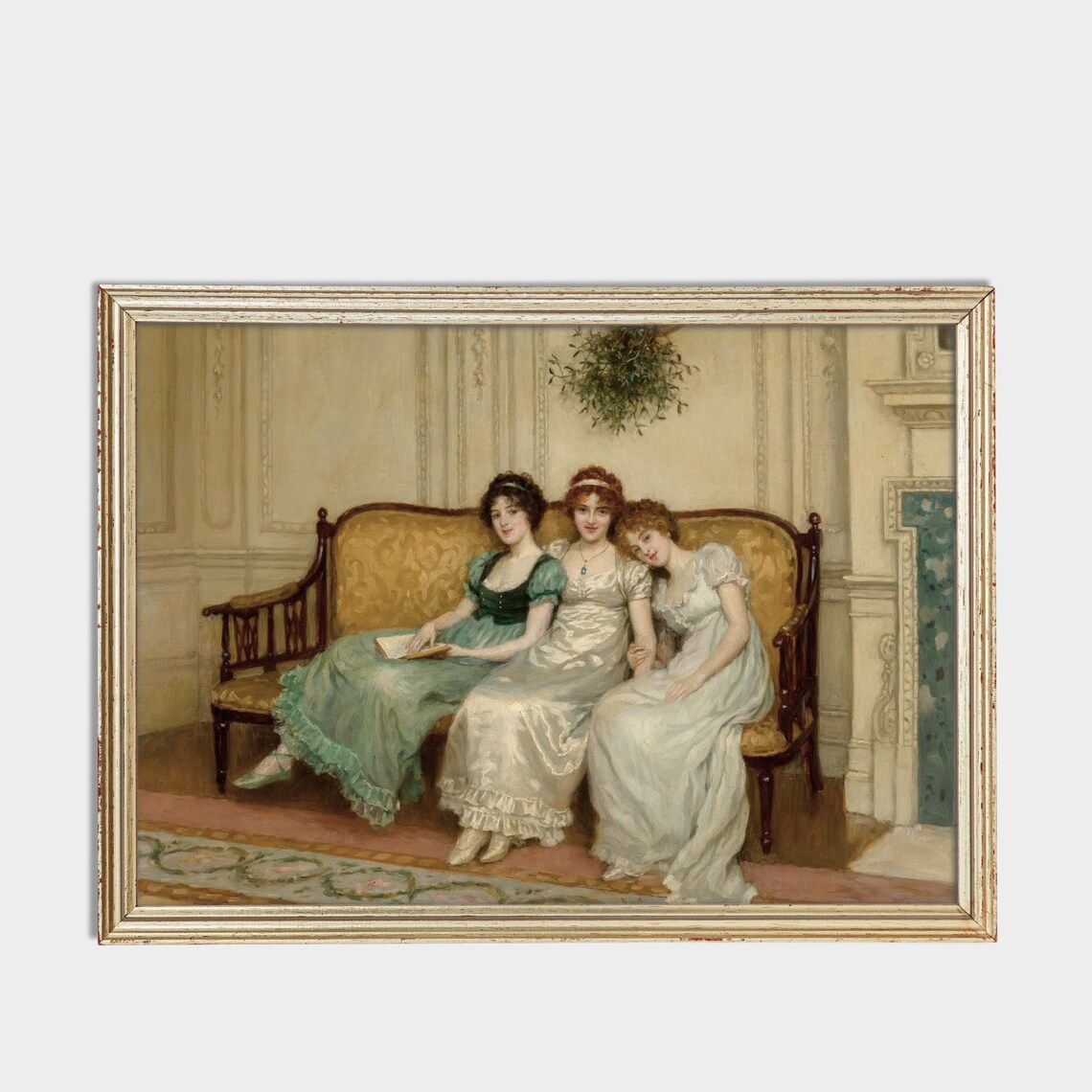 Antique Painting Of Three Women Relaxing On A Sofa Wall Poster - Image 3