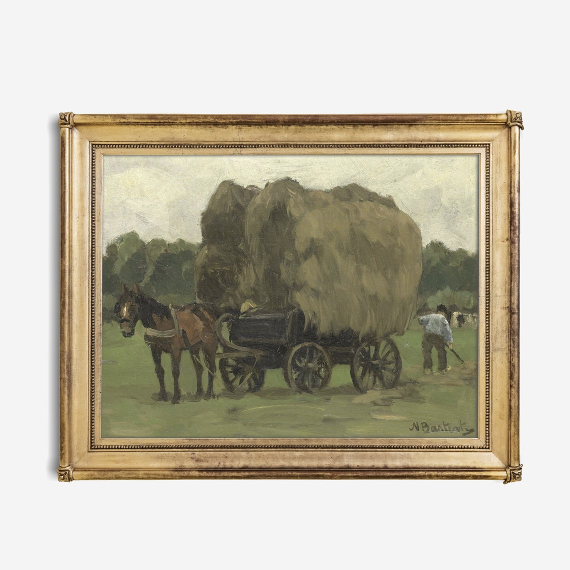 Vintage Landscape Painting Antique Country Landscape Instant Wall Art Farmhouse Decor Oil Painting Fine Print - Image 3