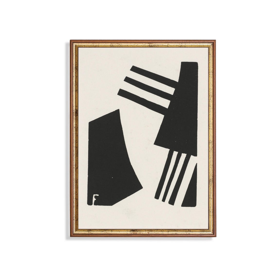 Minimalist Black Geometric Abstract on White Modern Wall Art